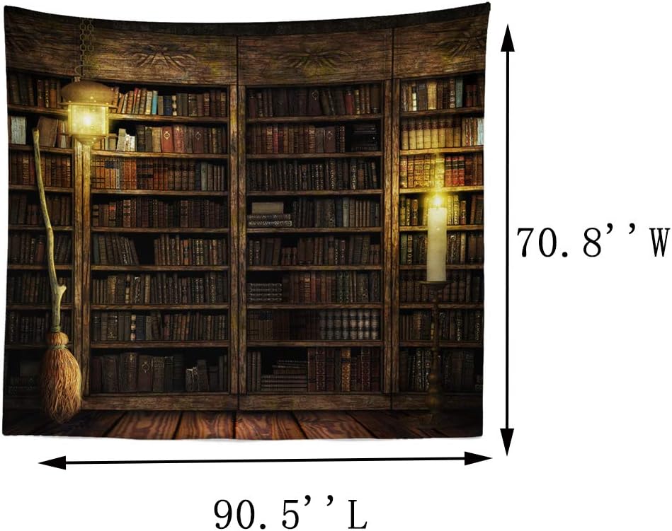 Vintage Bookshelf Tapestry Wall Hanging - Study Room Picture Art Tapestry Retro Bookshelf Wall Art Library Bohemian Hippie Wall Tapestries Bedroom College Dorm Decor XL
