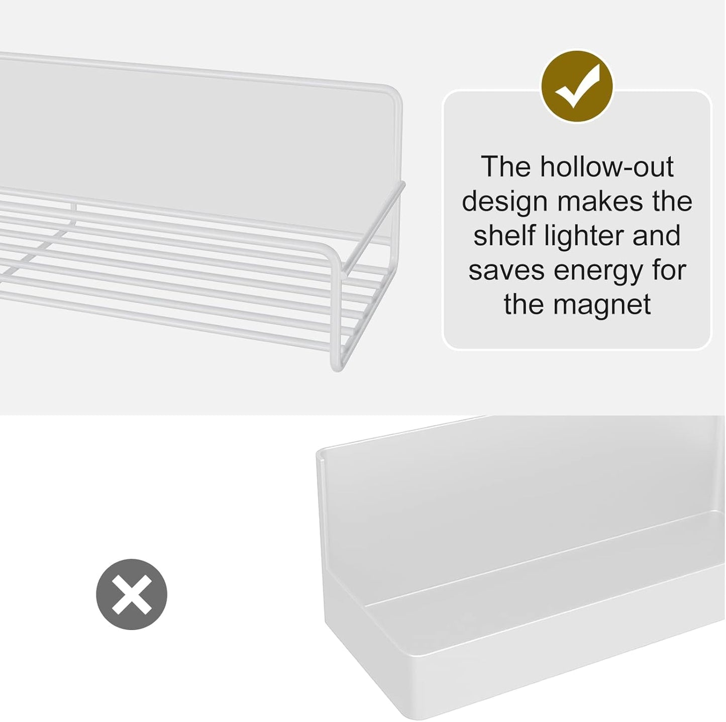 2 Pack White Magnetic Spice Rack Organizer, Space Saver for Refrigerator and Whiteboard, Metal Fridge Shelf for Kitchen and Classroom