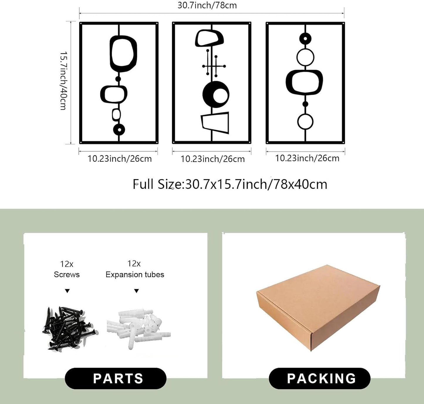 3 Pcs Metal Abstract Wall Decor, Minimalist Lines Wall Hanging Art Painting, Modern Geometric Black Wall Sculpture Suitable for Home Office, Hotel Living Room, Bedroom and other Home Decoration