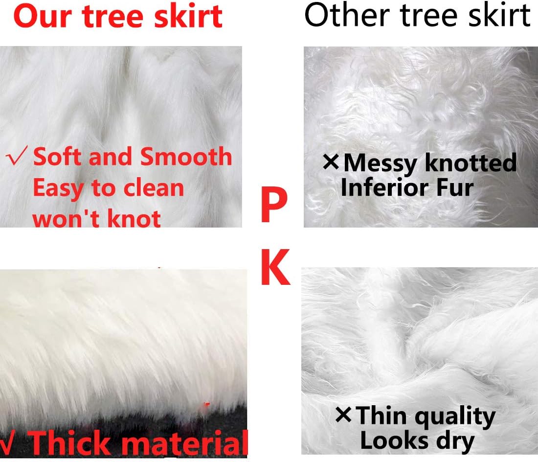 AISENO 36 Inch Christmas Tree Plush Skirt Decoration for Merry Christmas Party Faux Fur Christmas Tree Skirt Decorations