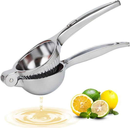 Lemon Squeezer, Heavy Duty Zinc Manual Lemon Juicer, Threaded Groove Fresh Small Oranges Limes Juicer Hand Press Manual Citrus Juicer Press for Home Restaurant Kitchen Accessories Utensils(Sliver)