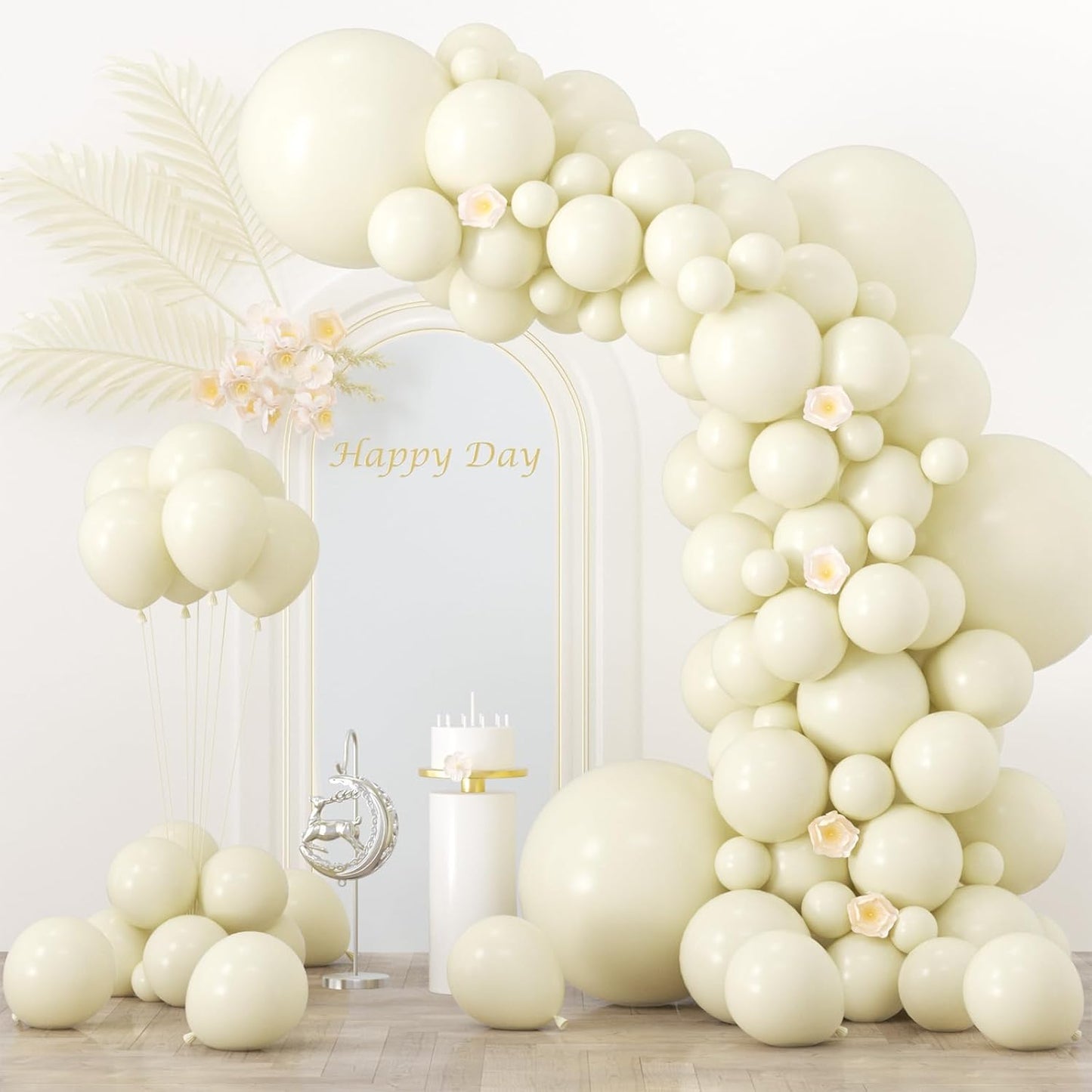 130pcs Ivory White Balloons Different Sizes 18" 12" 10" 5" Party Latex Balloons for Birthday Baby Shower Graduation Wedding Gender Reveal Anniversary Party Decorations