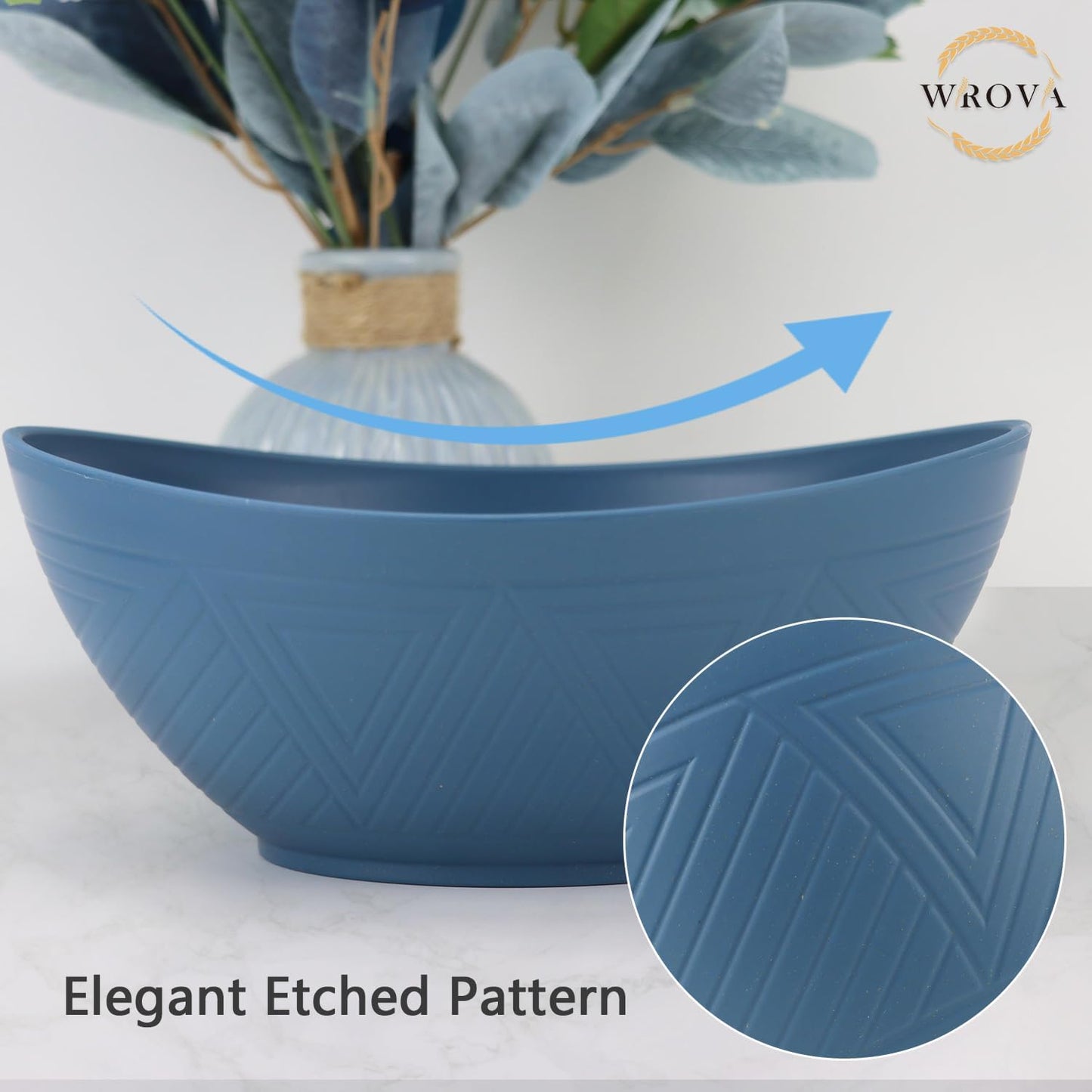 65oz Big Salad Bowls - Large Wheat Straw Bowls set of 6 - Unbreakable Serving Bowls - Microwave & Dishwasher Safe Bowl for Cereal,Salad - Vibrant Series