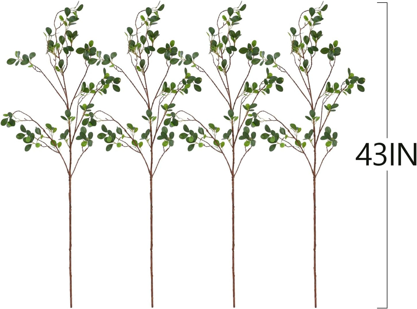 ucky Artificial Realistic Eucalyptus Stems，Decoration Greenery Stems ，43 Inch 4 Pcs, Realistic Touch Flexible Branches, Green Fake Plant, for Home Decor Tables Vases Garden Decoration