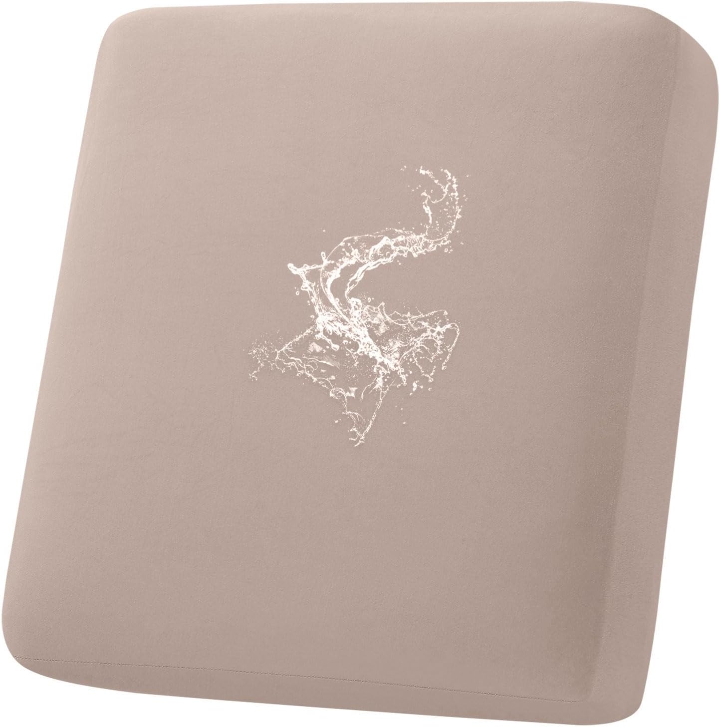 hyha Waterproof Couch Cushion Covers, Stretch Sofa Couch Seat Slipcover for Dog Washable, Non-Slip Waterproof Outdoor Cushion Covers for Patio Furniture Replacement (1 Piece for Small, Taupe)