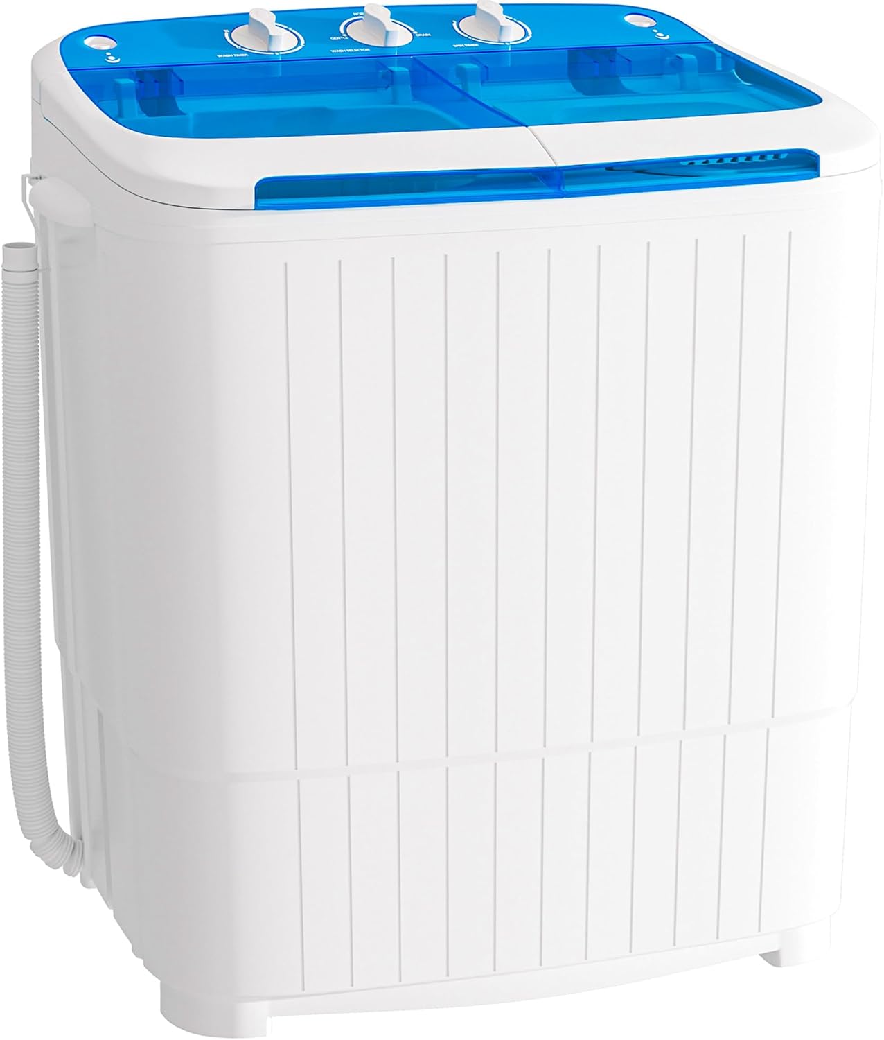 Greenvelly Portable Washing Machine, 16 Lbs Compact Mini Washer and Dryer Combo, Semi-automatic Twin Tub Washer with Drain Pump for Dorms, Apartments, RVs (Blue)