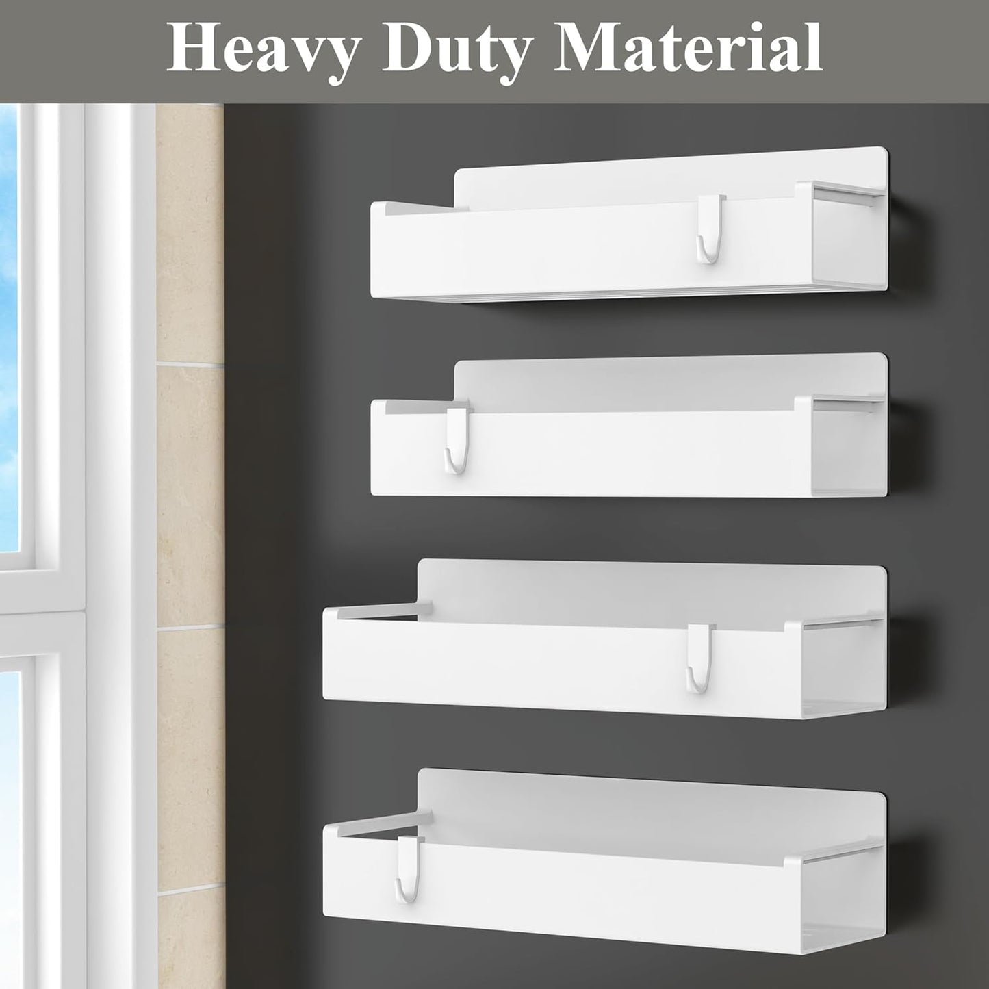 4 Pack Magnetic Spice Rack Organizer for Refrigerator and Oven, White Fridge Organizers and Storage for Kitchen