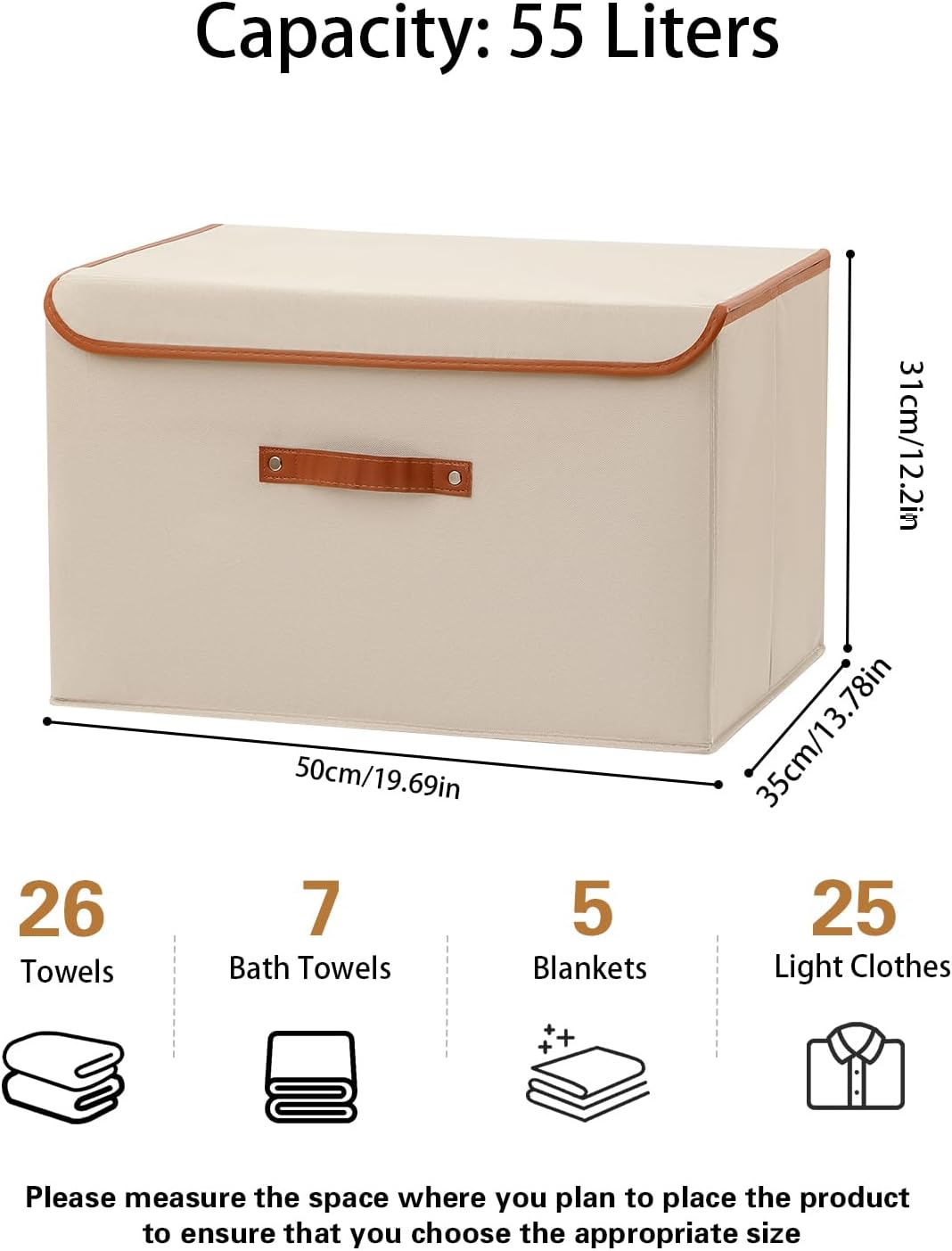 Tuza 4 Pack Large Fabric Storage Bins with Lids, Foldable Storage Boxes with Lids for Organizing, Decorative Storage Boxes with Handles for Home, Bedroom, Closet, Office(Khaki, Extra Large)