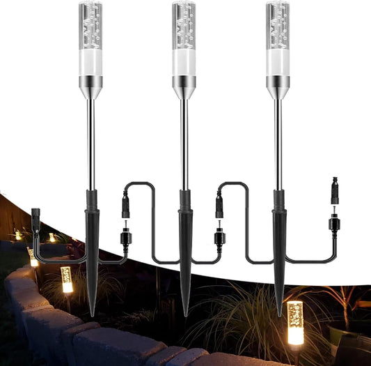 B-right Warm White 3PCS Extension Lights for Path Lights, Extendable Waterproof 0.8W 95 Lumens per Light 2700K (No Adapter)