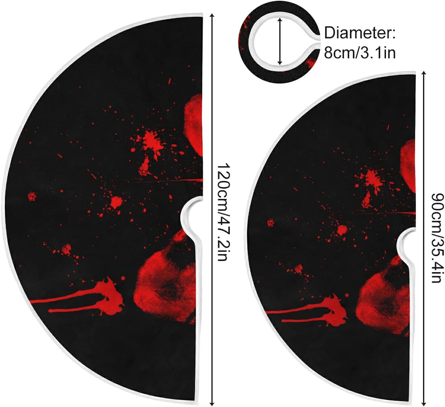 Halloween Bloody Hand Paw Spooky Tree Skirt, Seasonal Tree Mat Holiday Party Supplies Ornaments Indoor Outdoor Decorations for Tabletop Trees 35.4 Inches