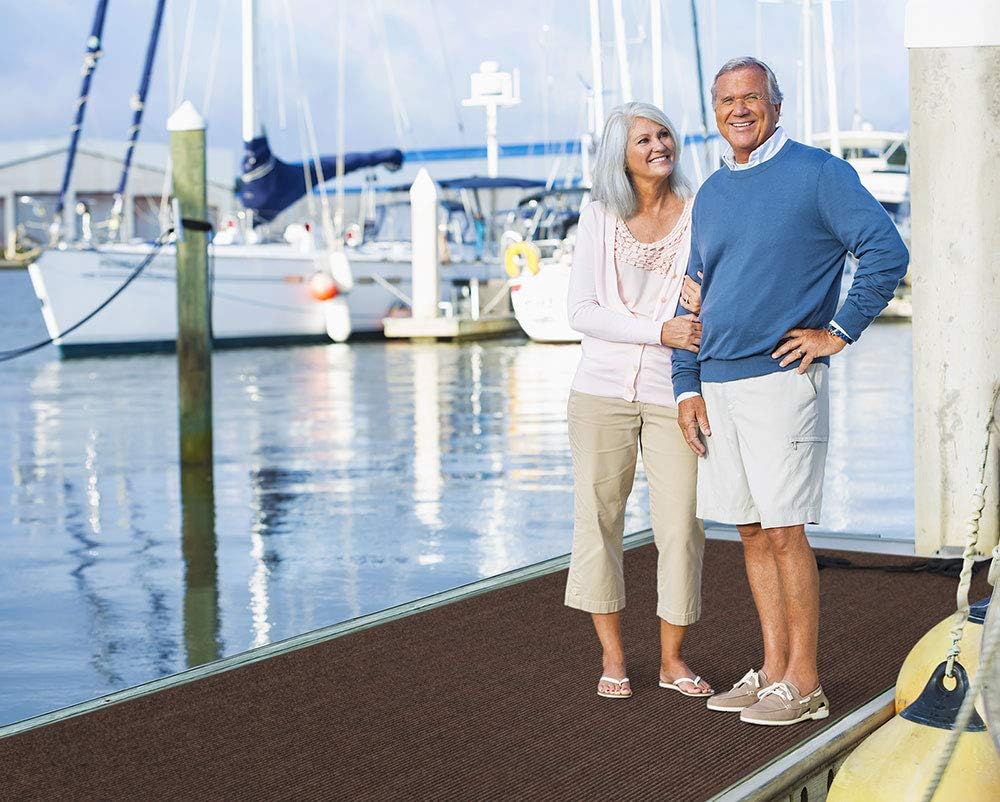 House, Home and More Indoor Outdoor Double-Ribbed Carpet Runner with Skid-Resistant Rubber Backing - Bittersweet Brown - 3 Feet x 50 Feet