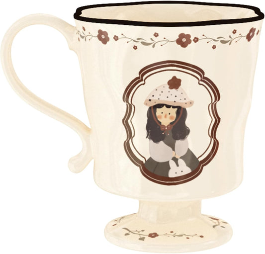 360ml -12.17oz Painted Cute Ceramic Mug - Cute Coffee Cup for Espresso,Macchiato,Latte - Gift for Women, Dishwasher Safe