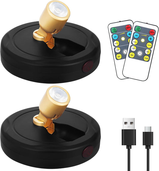 Rechargeable Spotlight, Battery Powered Picture Lights with Remote, Dimmable Plant Spot Light Indoor, Cordless Accent Lighting, LED Uplight for Tree Dartboard Decor Painting Artwork Photo