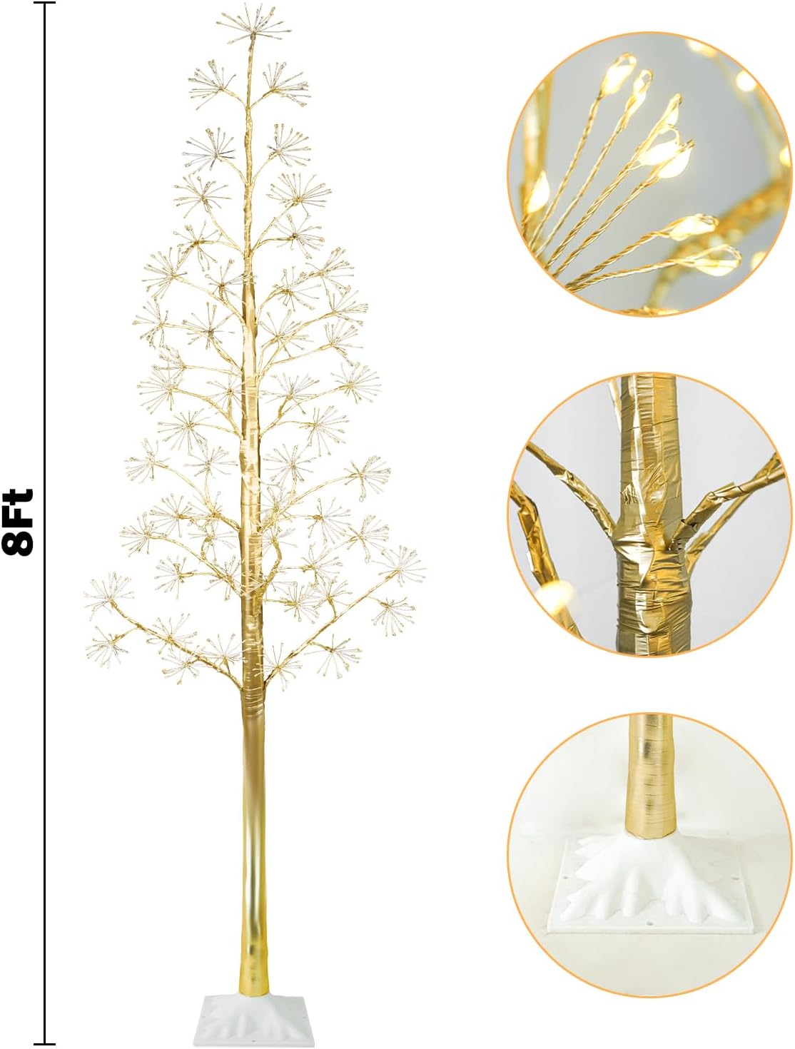 8FT Lighted Birch Tree Christmas Artificial Twig Tree with 1020 LED Lights Timer 8 Mode Xmas Tree for Holiday Party Wedding Indoor Outdoor Decor