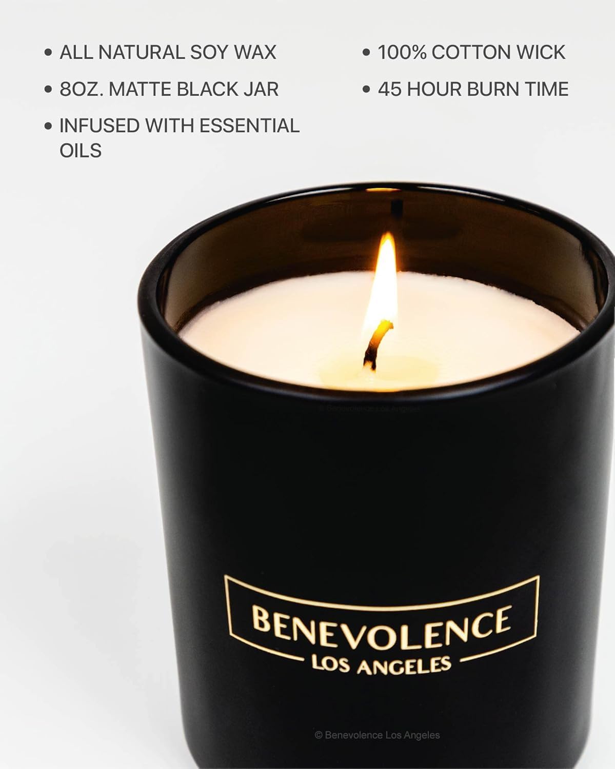 Benevolence LA Oud Wood Scented Candle | Soy Candles, Black Candle for Home | Gifts for Women and Men | Home Fragrance | Aromatherapy | 8oz, 45 Hour Burn