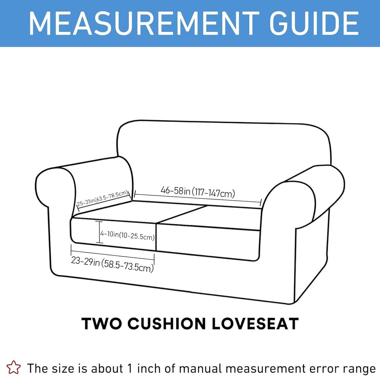 hyha Waterproof Couch Cushion Covers, Stretch Sofa Couch Seat Slipcover for Dog Washable, Non-Slip Waterproof Outdoor Cushion Covers for Patio Furniture Replacement (2 Pieces, Black)