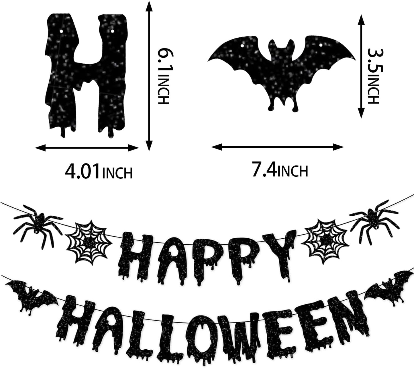 Red Black Happy-Halloween Party Decorations - 13PCS Spider Web Bats Streamers Banner ,Paper Flowers Lanterns Tissue Pom Poms Fans, Classroom Birthday Bachelorette Hanging Supplies Decor Hugfond