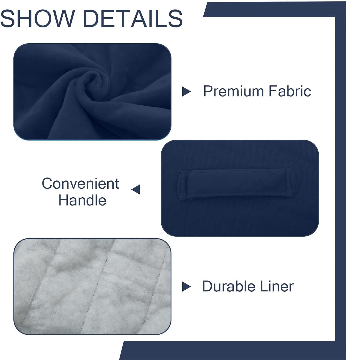 MeMoreCool Round Stuffed Pouf Ottoman Foot Rest, Floor Pouf Foot Stool with Soft Foam Chunk Filling, Small Round Ottoman Footstool Circle Footrest for Living Room, Navy