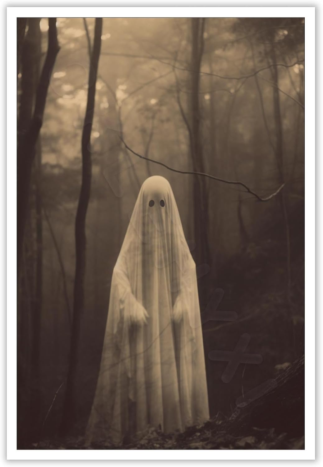 Ghost Forest Spooky Print Poster The Gothic Room Decor Creepy Picture Posters Dark Academia Aesthetic Family Prints Canvas Wall Art Home Apartment Decorations 24X36inch Unframed