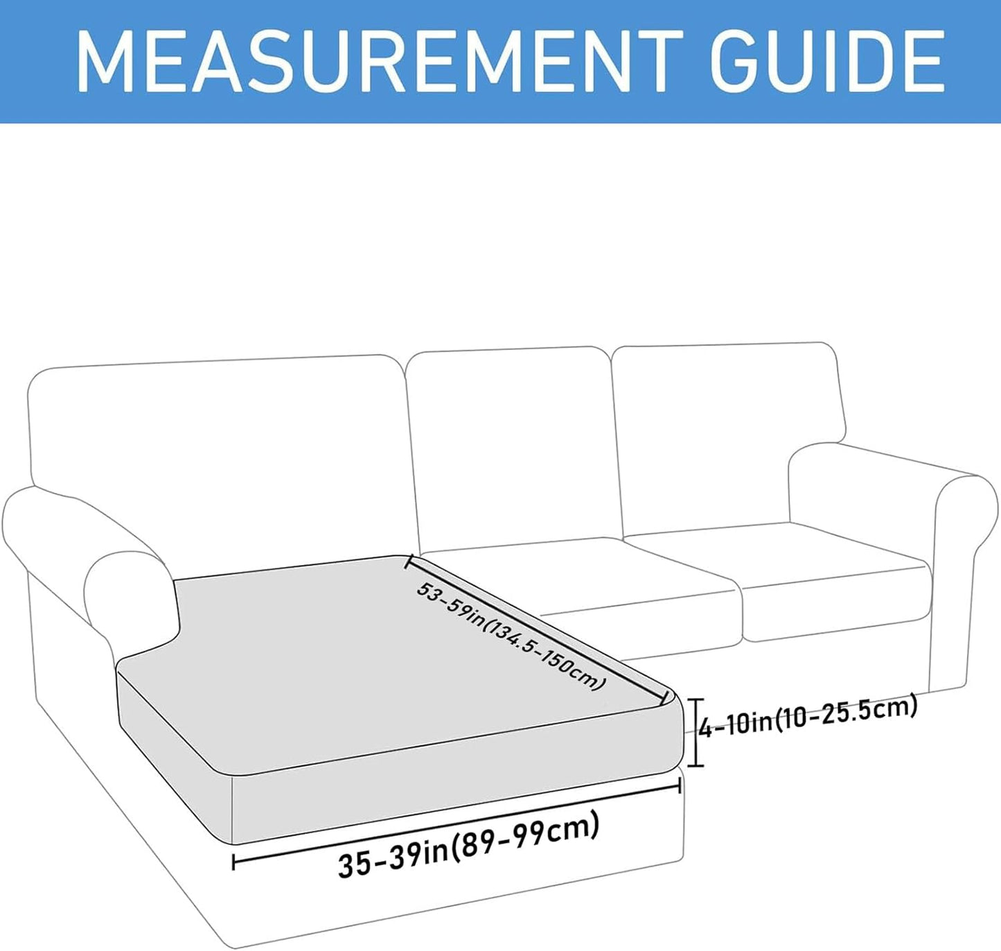 hyha Waterproof Couch Cushion Covers, Sectional Sofa Slipcovers Washable, L Shape Chaise Dog Couch Covers for Sectional Sofa, Universal Furniture Protector (1 Piece for Chaise, Dark Grey)