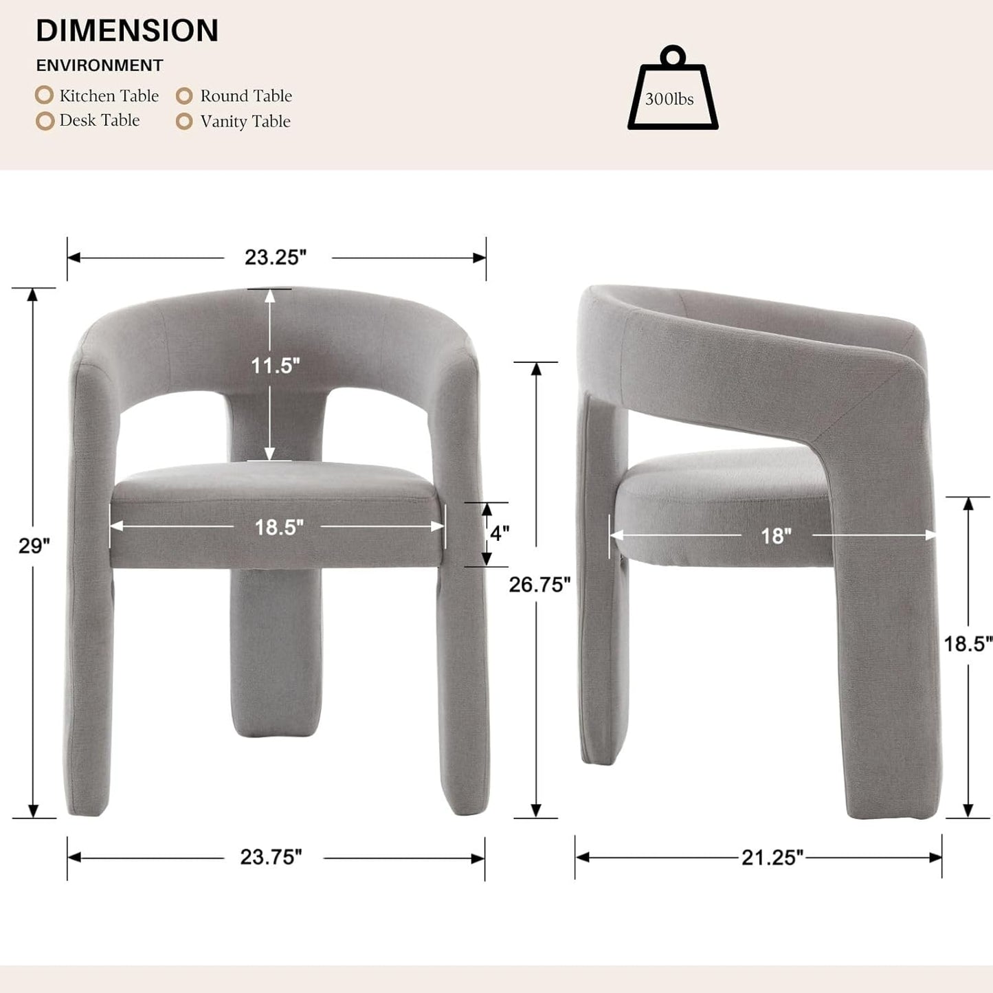 Grey Chenille Dining Chairs Set of 6, Modern Barrel Dining Room Chairs Upholstered Faux Fur Accent Chair with Arms and Round Back for Living Room Kitchen Armchair No Assembly Needed