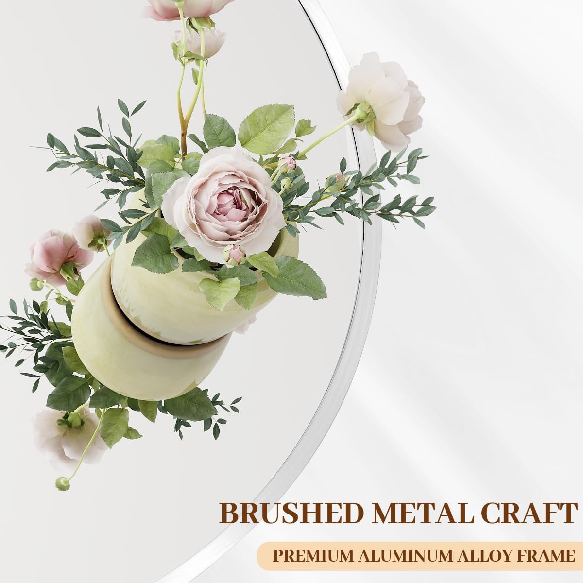 BEAUTYPEAK 30 Inch Round Mirror, Metal Frame Circle Mirror, Wall Mounted for Entryway, Bathroom, Vanity, Living Room, White