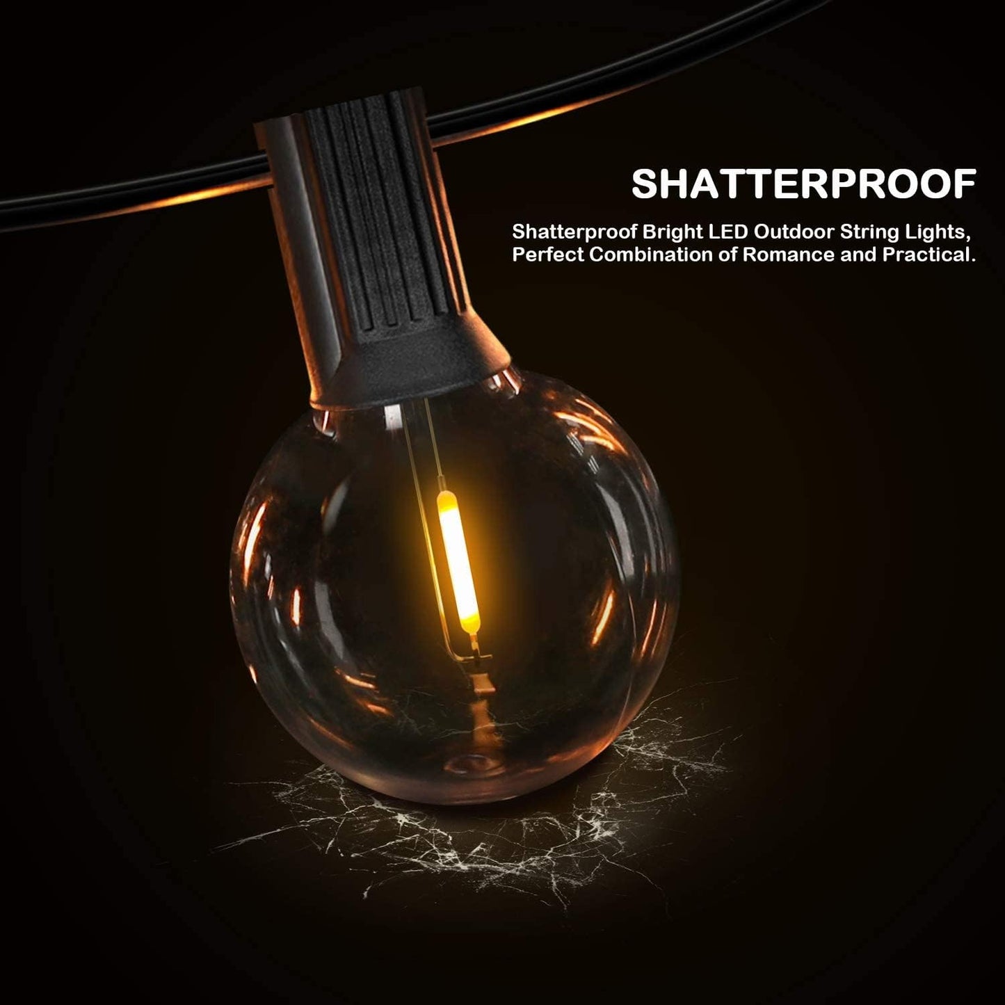 150FT LED Globe Outdoor String Lights, Dimmable Patio With 75+2 G40 Shatterproof Bulbs, Waterproof Outside Hanging, 2200K Commercial Backyard for Porch Bistro Party Balcony Garden