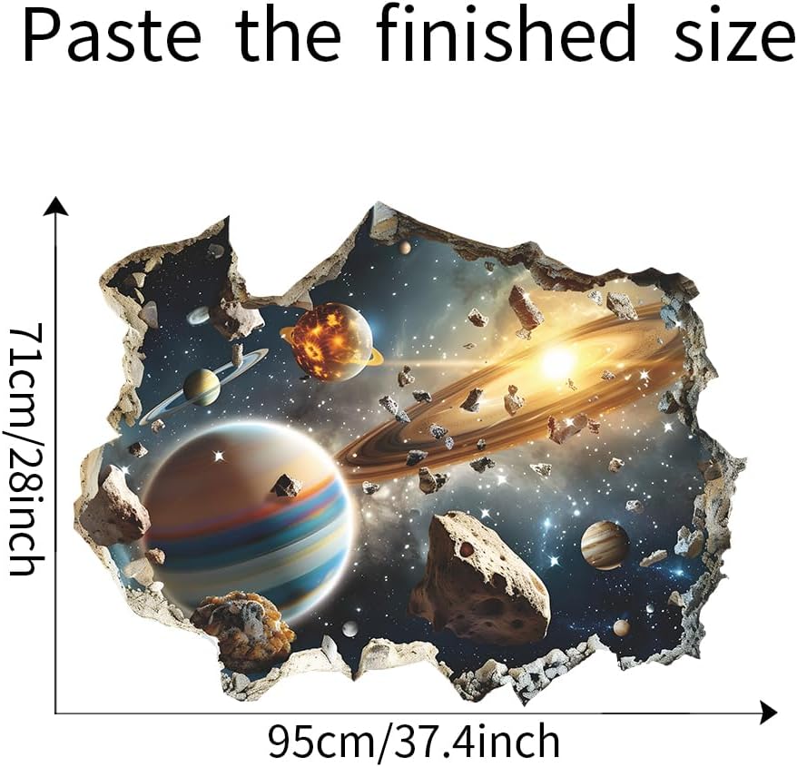 Quanhaigou 3D Galaxy Outer Space Wall Decals Stickers Wall Murals Wallpaper Decor for Home Floor Living Room (Universe Planet)