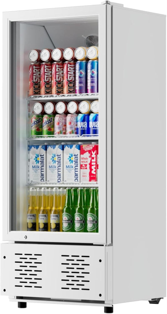 6.5 CUFT Commercial Beverage Refrigerator Glass Door Display Cooler Drink Beer Milk Fridge for Bar Restaurant Office