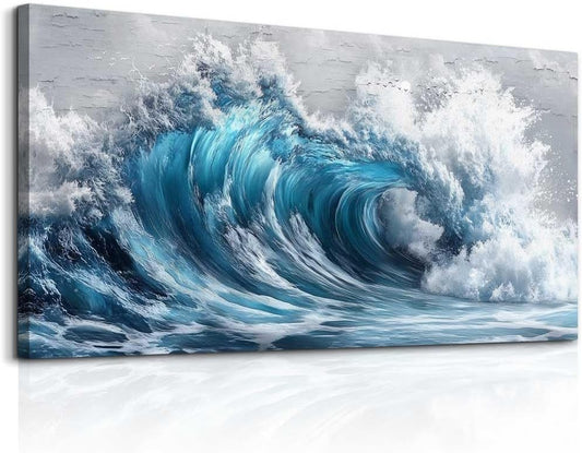 ZUITINGHUA Canvas Wall Art For Living Room Large Wall Decor For Office Bedroom Decoration Ocean Wave Landscape Picture Black And White Painting Artwork Room Wall Mural Aesthetic Home Decor 30x60 In