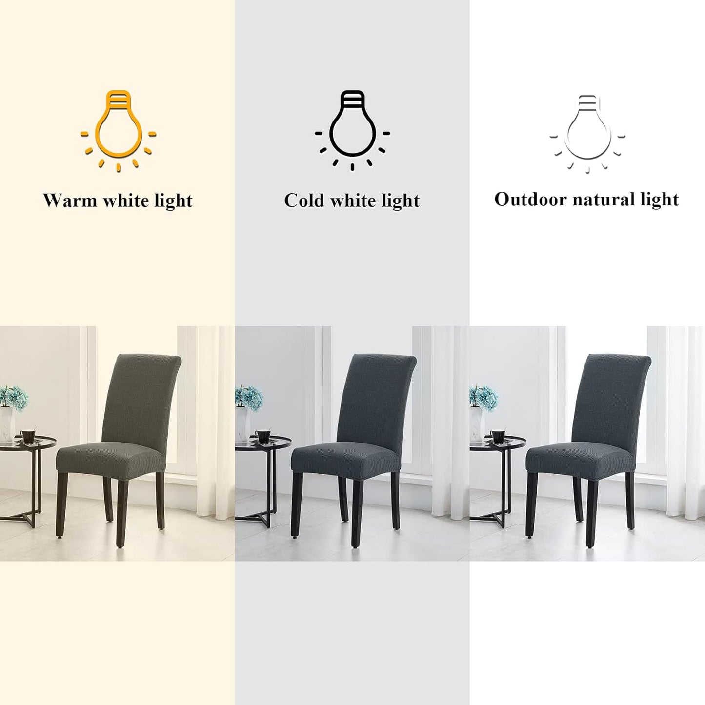 Joccun Chair Covers for Dining Room Set of 4, Dining Chair Slipcovers Stretch Dining Room Chair Covers Seat Protector,Washable Parsons Chair Cover for Home,Hotel,Banquet(Gray,4 Pack)