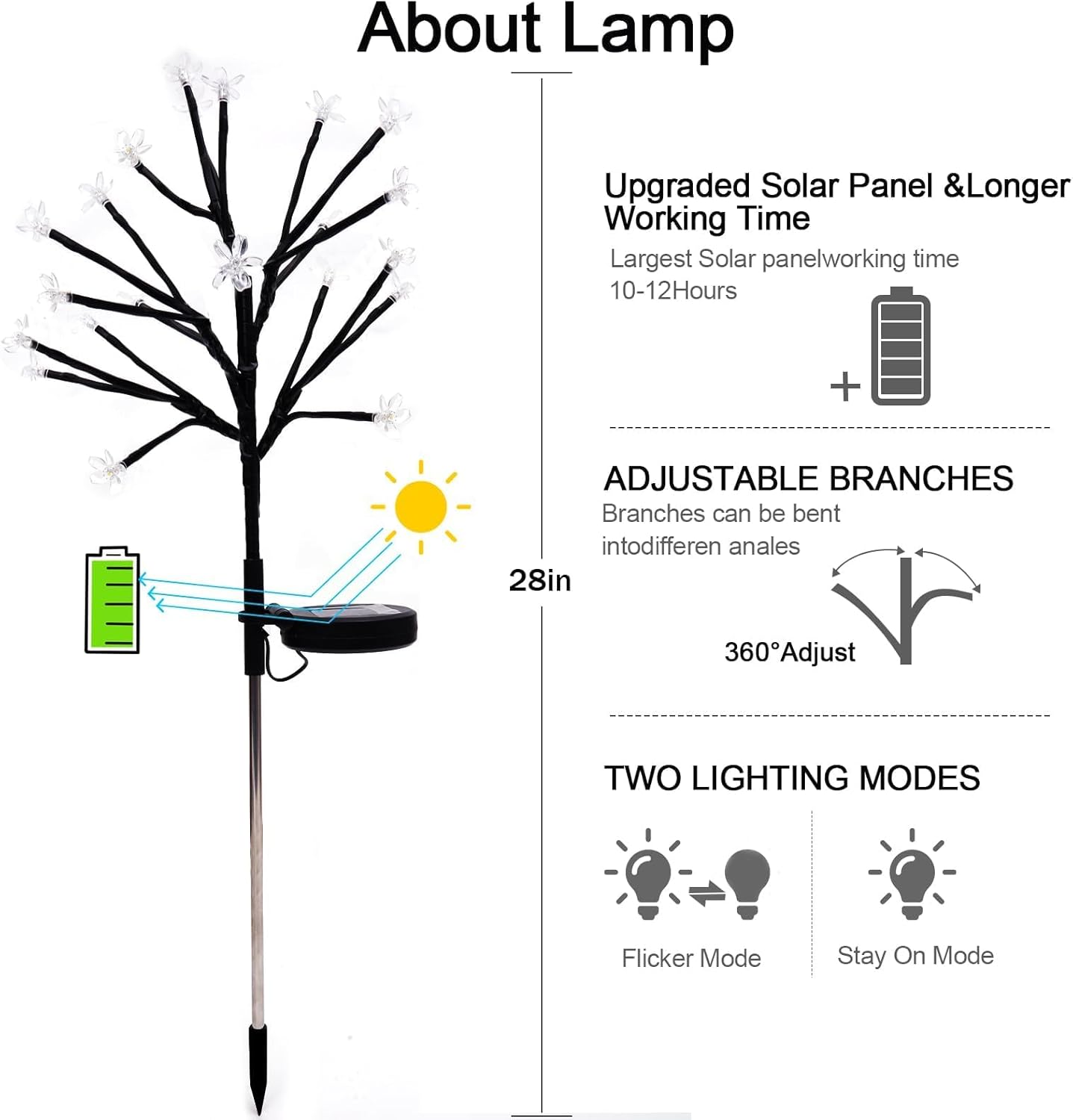 Solar Garden Lights Waterproof, Solar Outdoor Lights Decorative 8Pack, 160Led Solar Powered Flowers Garden Decor, Outdoor Fairy Light for Yard,Pathway,Lawn,Outside Decorations