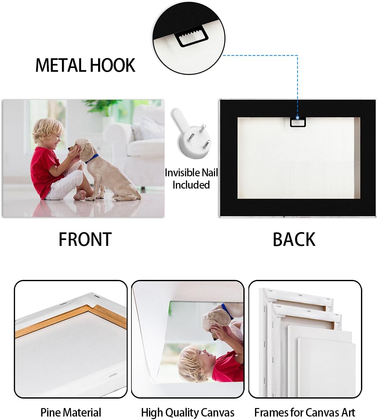 AbcCustomize Canvas Prints with Your Photos，Custom Canvas Wall Art for Bedroom, Living Room, Farmhouse Decor，Personalized Gifts Canvas Prints for Family，Friend，Lover，Pet