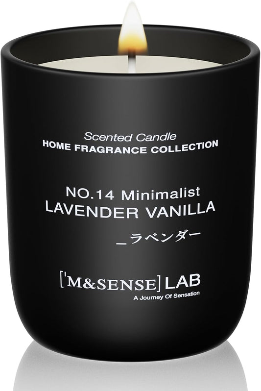 M&SENSE Natural Soy Candle| Lavender Vanilla | 5.3 oz | Minimalist Scented Candle for Relaxation, Gifting, Home Décor | for Bedroom, Office, Party Small