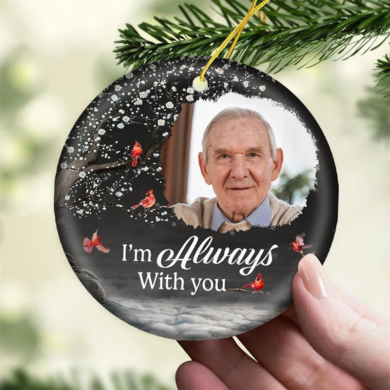 Pawfect House Custom Photo 2D Ceramic Ornament, Personalized Christmas Memorial Sympathy Gifts for Family Members, I Hold You Tightly Within My Heart, Memorial Ornaments, Christmas Tree Decorations