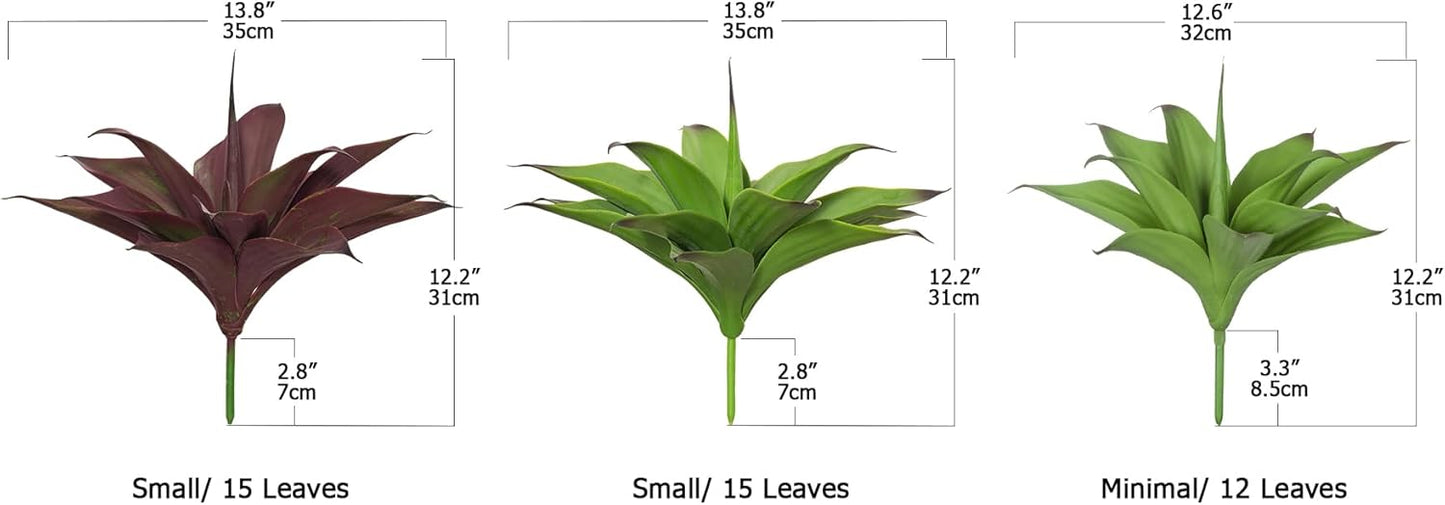 Fake Plants Artificial Agave Plants 13.8" Large UV Resistant Fake Agave Planters for Indoor and Outdoor Decorating Tropical Plant Succulents Greenery Indoor Decor(2Pack, Purple