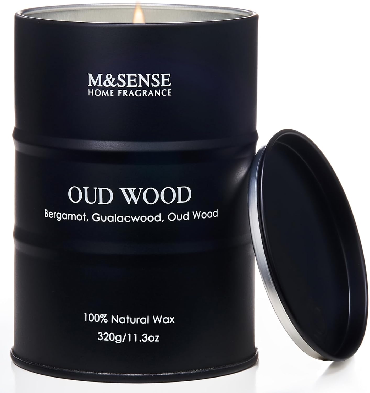 M&SENSE Oud Wood Scented Candles Natural Soy Wax, 11.3oz Long Lasting Up to 70 Hours Burning Time, Unique Candle Gifts for Men Women