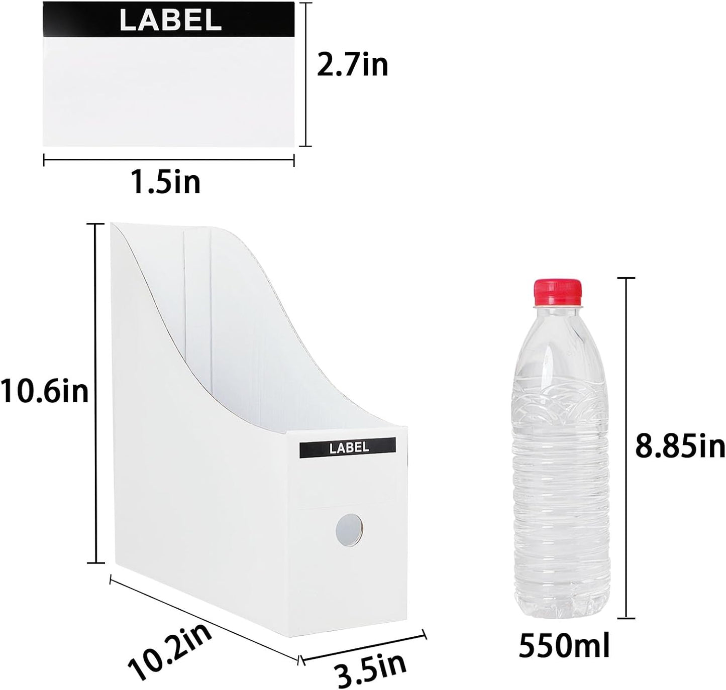 24 Pack Cardboard Magazine Holder, Magazine File Holder for Home, Office, Desk, 10.6'' H×10.2'' L ×3.5''W Magazine Storage Box (12 Pack White and 12 Pack Black)