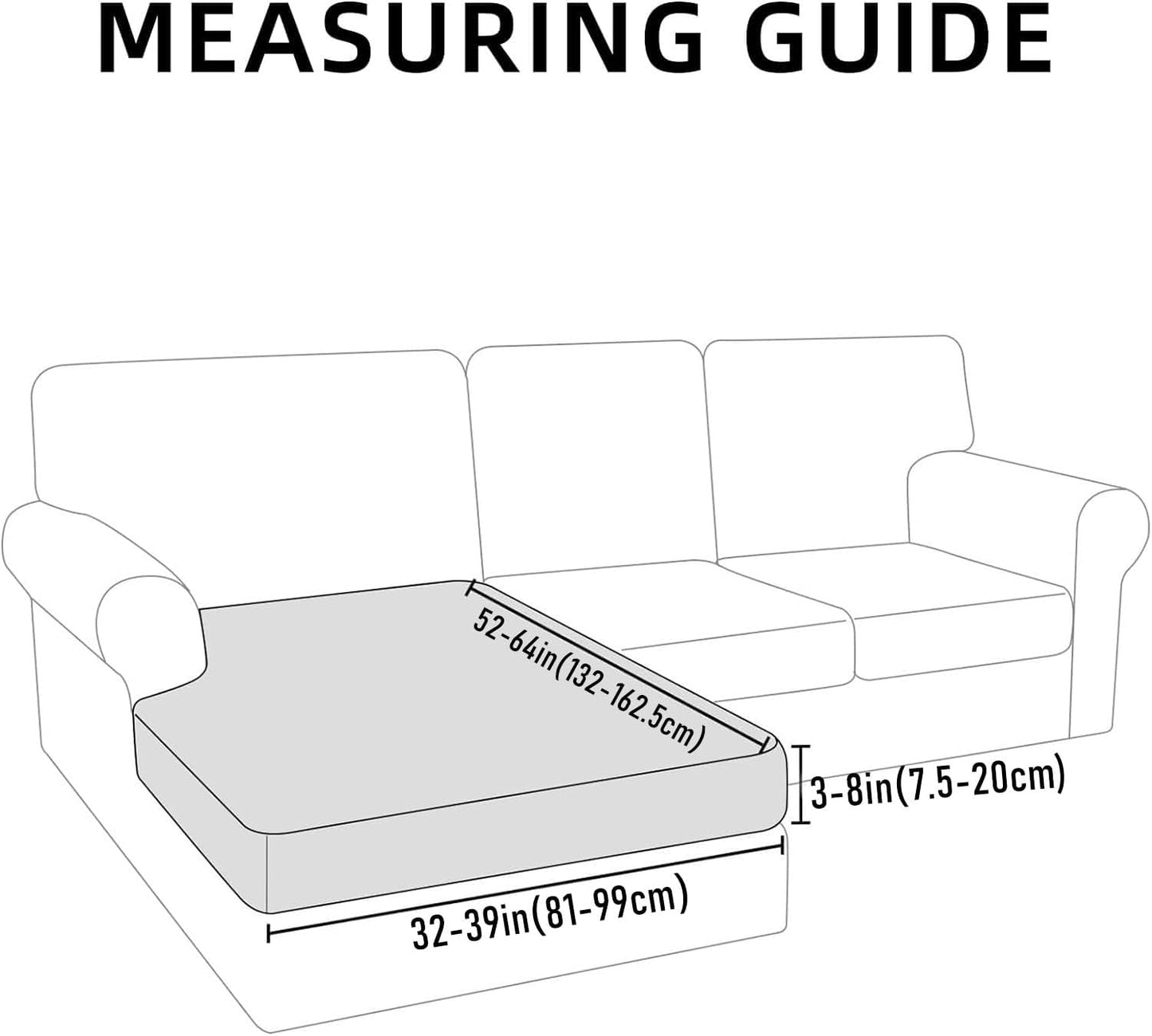 hyha Waterproof Sectional Couch Covers, Non Slip Sofa Couch Cushion Covers L Shape, Thick Stretch Jacquard Fabric, Washable Sofa Slipcovers with Elastic Bottom (1 Piece for Chaise, Wine Red)