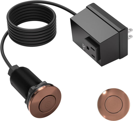 APIELE Garbage Disposal Air Switch Kit, Sink Top Push Button Switch for Food Waste Disposer, UL Listed 3.6" Long On/Off Air Button (Red Bronze)