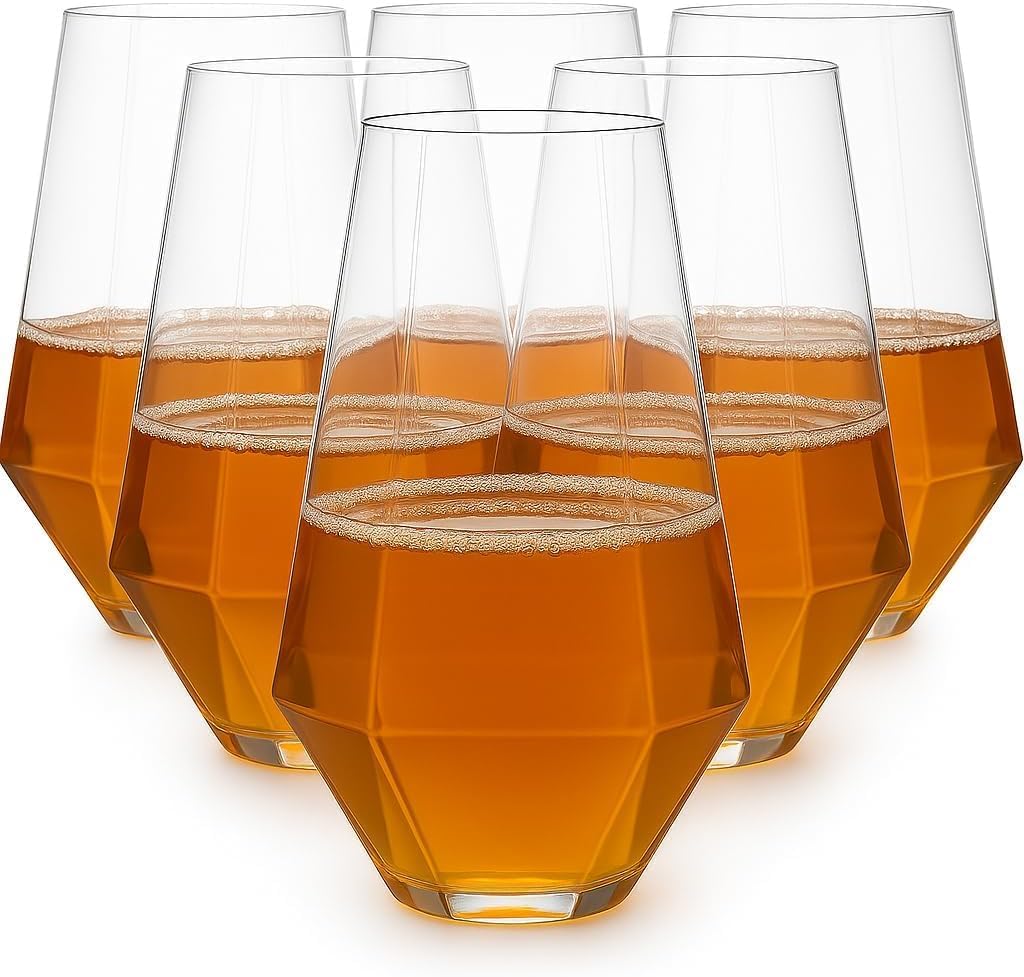 48 Pack Diamond Unbreakable Stemless Plastic Wine Stemless Toasting coacktail Glasses, Durable 9 Oz BPA-Free Disposable Champagne Flutes for Weddings, Bars, Events, and Celebrations (Clear)