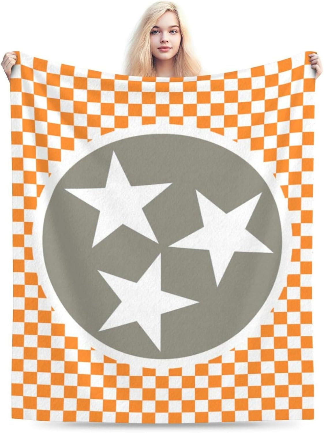 HGOD DESIGNS Tennessee Throw Blanket Ultra Soft Warm All Season Tennessee Orange Grey Star Flag Decorative Fleece Blankets for Bed Chair Car Sofa Couch Bedroom 50"X60"