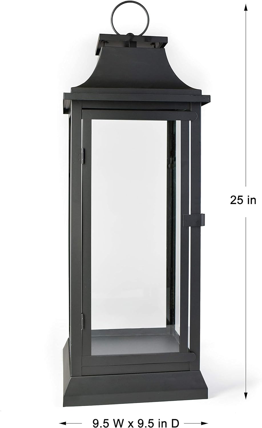 Serene Spaces Living 25" Tall Black Decorative Hurricane Lantern with Clear Glass Panels - Indoor Lantern and Outdoor Lantern for Porch, Events, Parties, & Table Top Decor - Extra Large Lantern