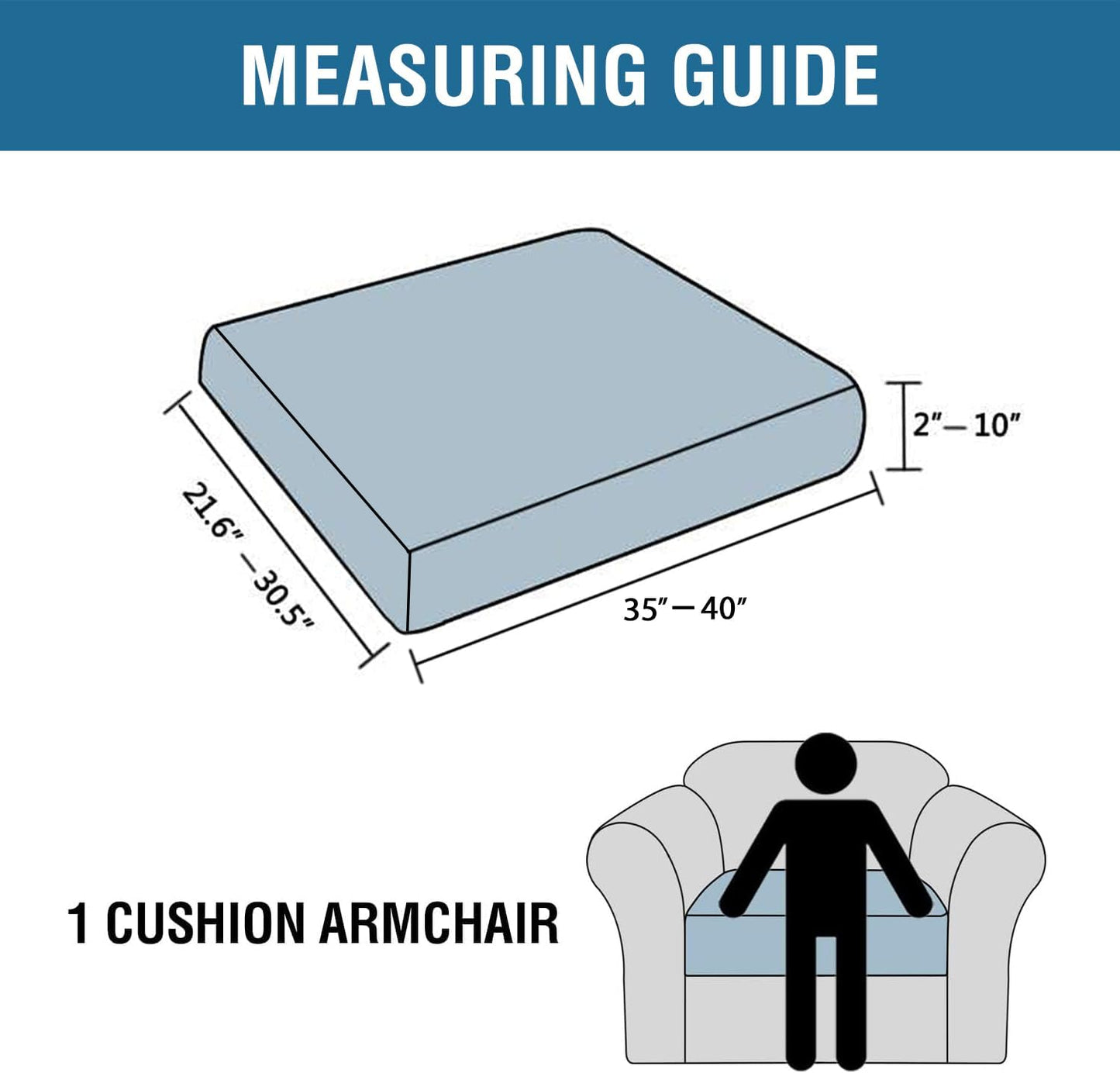 H.VERSAILTEX Super Stretch Individual Seat Cushion Covers Sofa Covers Couch Cushion Covers Slipcover Sets Thick Jacquard Textured Twill Fabric (1 Piece Chair Cushion Cover, Ivory)