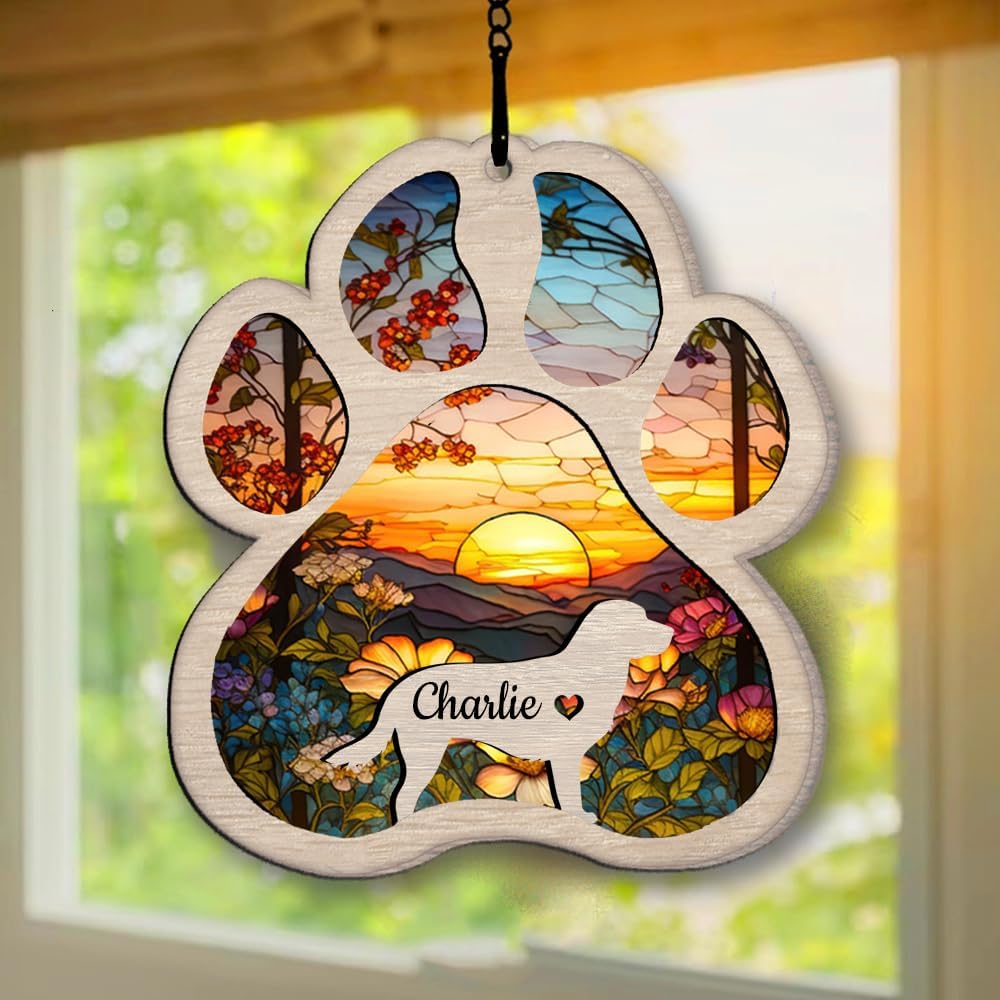 IZI POD Personalized Labrador Retriever Suncatcher Dog Memorial Gifts, Custom Labrador Retriever Ornament Christmas Tree, Pet Remembrance Gift, Loss of Dog Sympathy Gift, Pet Loss Suncatcher