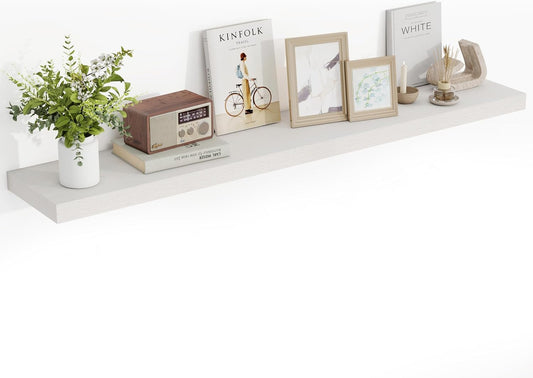 55 Inch Floating Shelves, 55"x9.25"x1.5" Inch Deep Floating Shelves for Wall, Wooden Shelves for Bathroom, Bedroom, Living Room, Cream White Oak