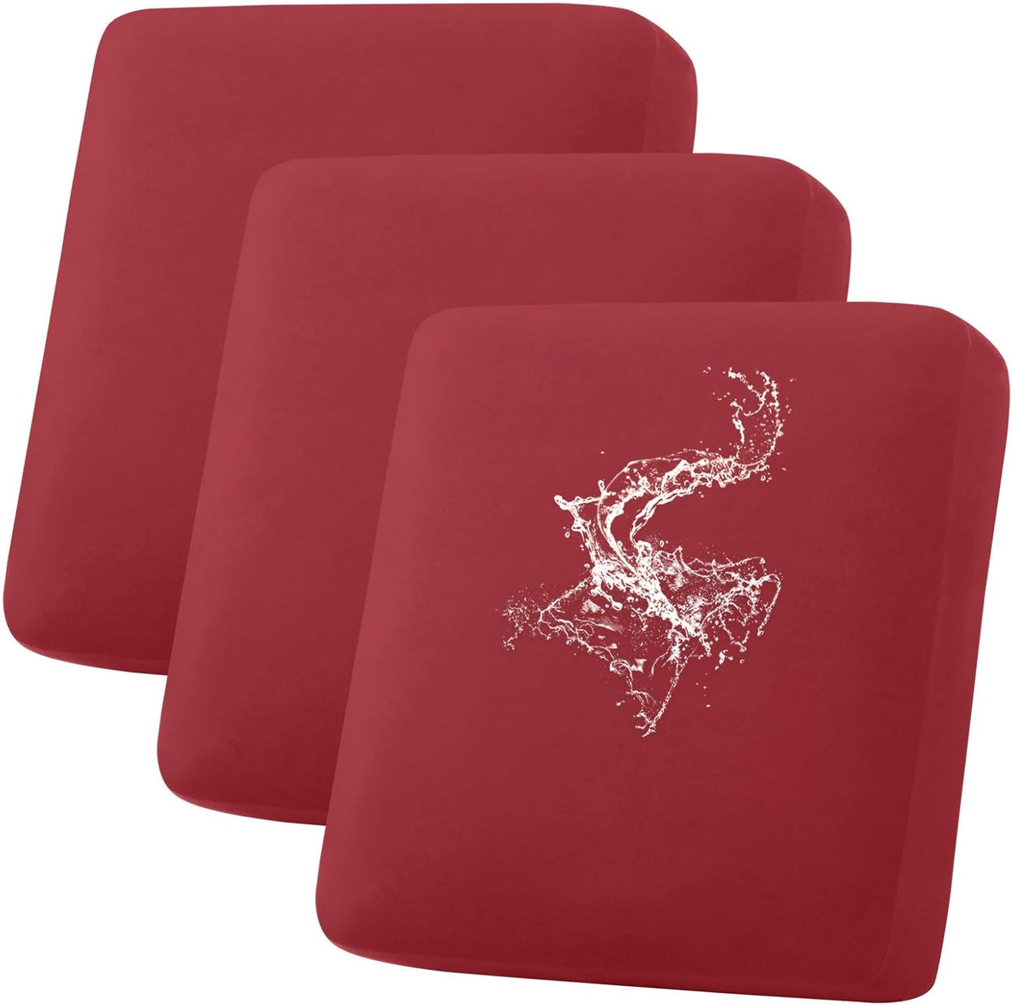 hyha Waterproof Couch Cushion Covers, Stretch Sofa Couch Seat Slipcover for Dog Washable, Non-Slip Waterproof Outdoor Cushion Covers for Patio Furniture Replacement (3 Pieces, Wine Red)