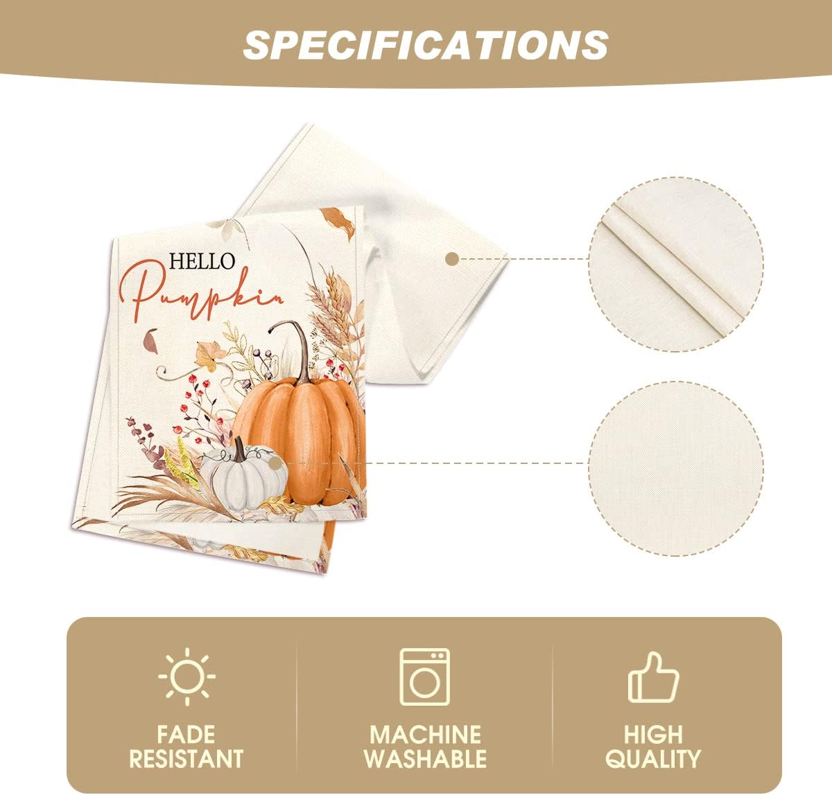 Artoid Mode Hello Pumpkin Leaves Fall Table Runner, Seasonal Autumn Kitchen Dining Table Decoration for Home Party Decor 13x60 Inch