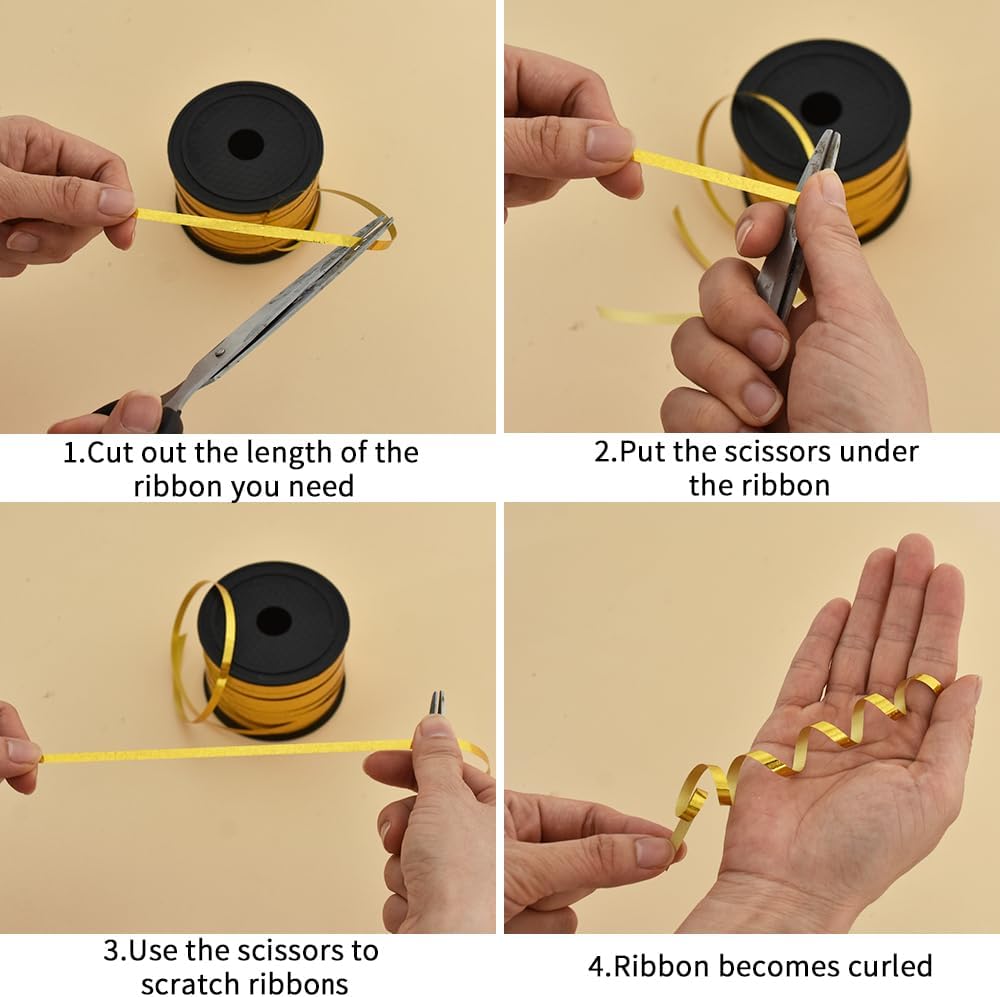 BEISHIDA 3 Pack 100 Yards Black White Orange Curling Crimped Thin Curly Ribbon Balloon String Gift Wrapping Ribbon Birthday Party Halloween Art Craft Decor Decoration