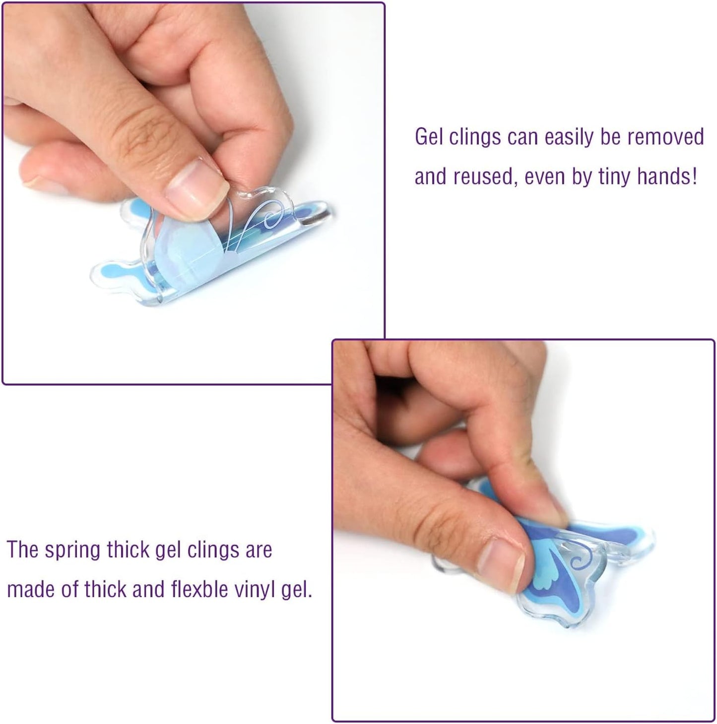 20 PCS Spring Thick Gel Clings Butterfly Flowers Window Gel Clings Decals Stickers for Kids Toddlers and Adults Home Airplane Classroom Nursery Spring Summer Party Supplies Decorations Removable